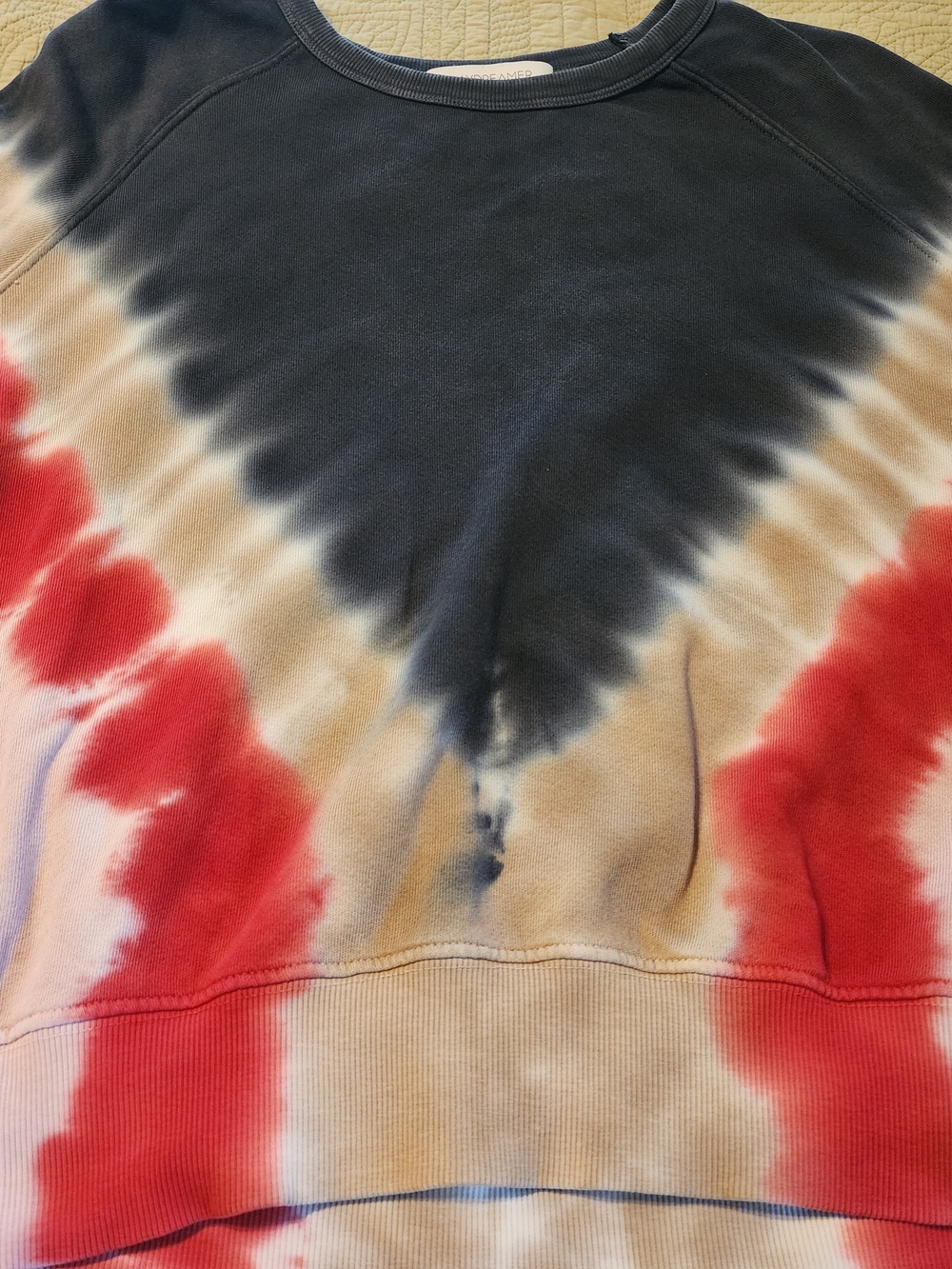 Daydreamer V-Stripe Tie-Dye Crewneck in Navy, Red and Pink - Picture 2 of 4